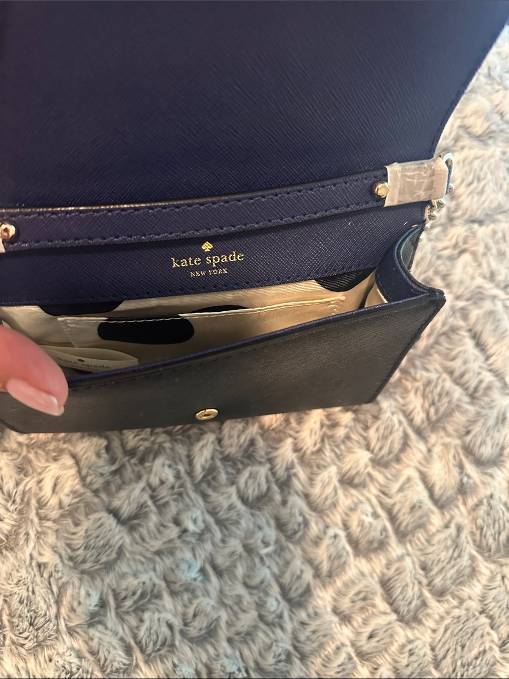 Kate Spade New York Blue & Black Saffiano Leather Wallet Crossbody Phone Bag - Picture 2 of 2